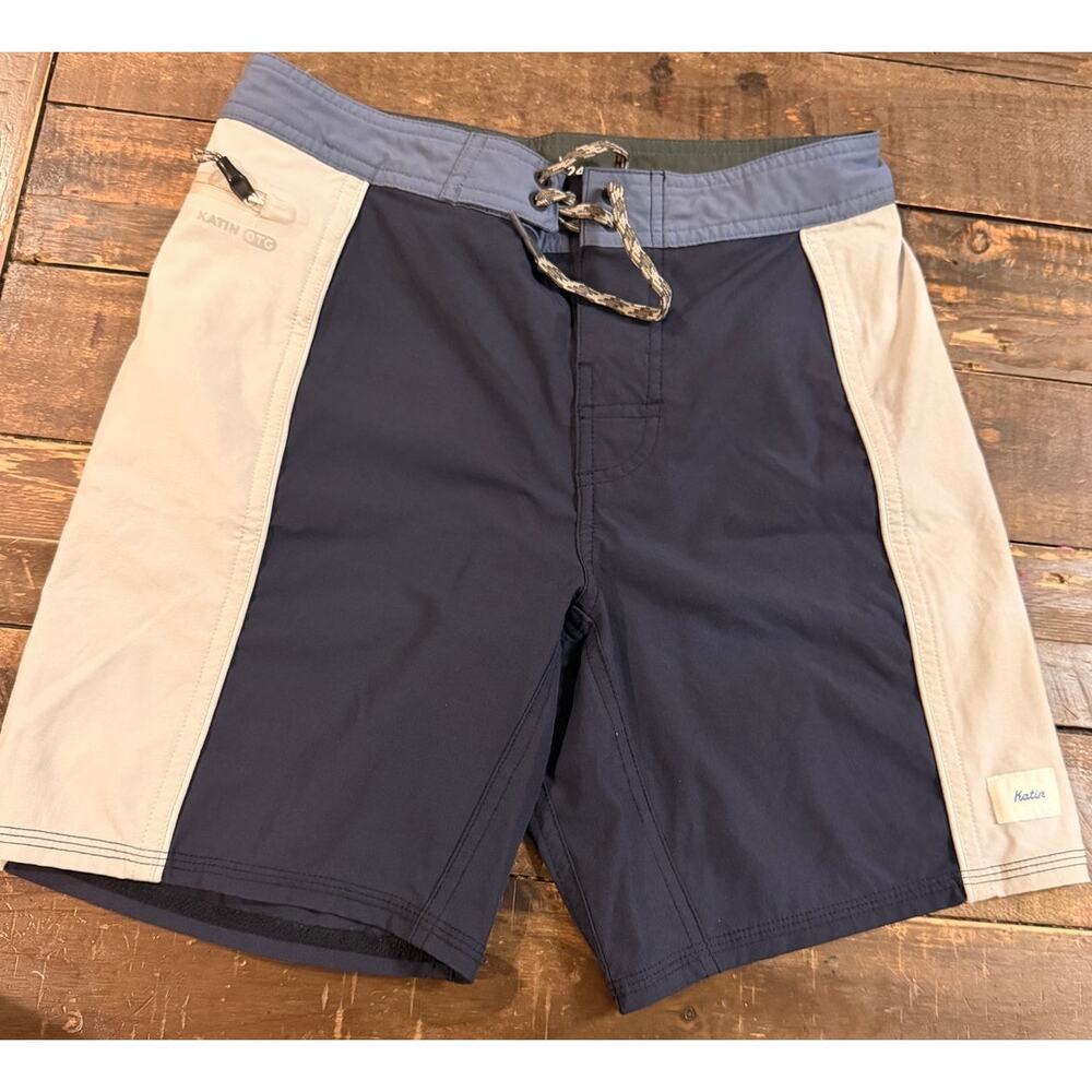 Katin OTG Kids Board Shorts Size 24 Navy Blue Gray Surf Swim Trunks Youth